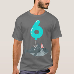 Kids 6th Birthday Shark Cute 6 Year Old Shark Gift T-Shirt