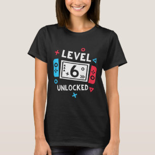 Kids 6th Birthday Shirt Boy Level 6 Unlocked Video