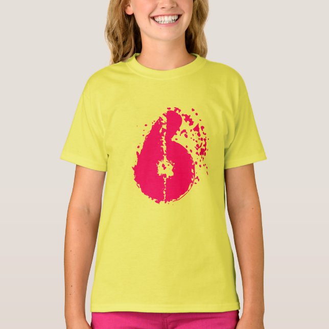Kids 6th Birthday shirt | Number six in neon prink (Front)