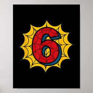 Kids 6th Birthday Spider Theme Party 6 Year Old Bo Poster
