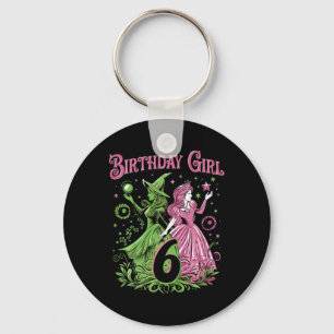 Kids 6th Birthday Witch Pink And Green 6 Years Old Key Ring