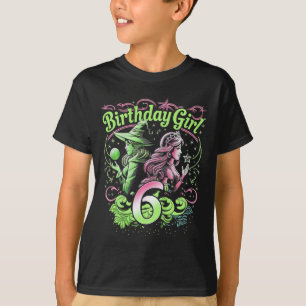 Kids 6th Birthday Witch Pink And Green 6 Years Old T-Shirt
