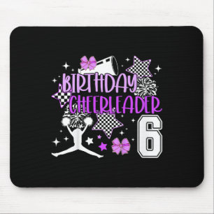 Kids 6th Cheer Birthday Party 6 Year Old Cheerlead Mouse Pad