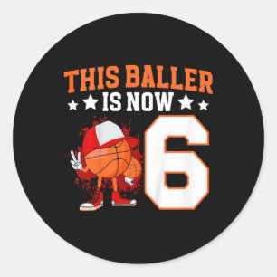 Kids 6th Sketll Birthday Six Year Old Sketll Playe Classic Round Sticker