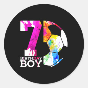 Kids 7 Birthday Boy Soccer 7th Birthday Classic Round Sticker