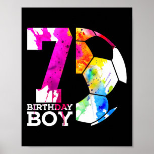 Kids 7 Birthday Boy Soccer 7th Birthday Poster