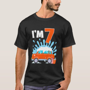 Kids 7 Seven Years Car Wash Theme Birthday Party F T-Shirt