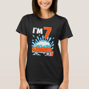 Kids 7 Seven Years Car Wash Theme Birthday Party F T-Shirt