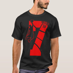 Kids 7 Year Old 7th Basketball Birthday PartyTheme T-Shirt