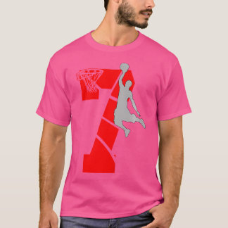Kids 7 Year Old 7Th Basketball Birthday Partytheme T-Shirt