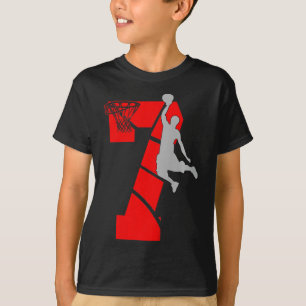 Kids 7 Year Old 7th Basketball Birthday PartyTheme T-Shirt
