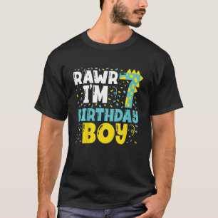 Kids 7 Year Old 7th Birthday Boy Dinosaur Toddler T-Shirt