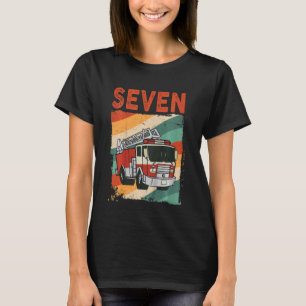 Kids 7 Year Old 7th Birthday Boy Firefighter Fire T-Shirt