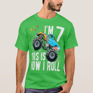Kids 7 Year Old 7th Birthday Boy Monster Truck Car T-Shirt
