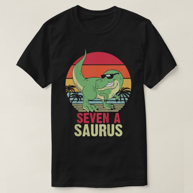 Kids 7 Year Old 7th Birthday Boys & Girls t-Rex Di T-Shirt (Design Front)