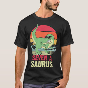 Kids 7 Year Old 7th Birthday Boys & Girls t-Rex Di T-Shirt