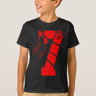 Kids 7 Year Old 7th Bysketbyll Birthday Partytheme T-Shirt