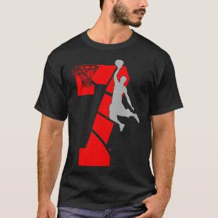 Kids 7 Year Old 7th Bysketbyll Birthday Partytheme T-Shirt
