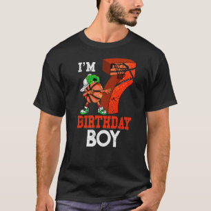 Kids 7 Year Old Basketball Dabbing 7th Birthday Bo T-Shirt