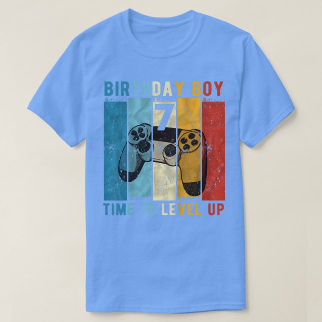 Kids 7 Year Old Birthday Boy 7 Time to Level Up 7t T-Shirt (Design Front)
