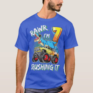 Kids 7 Year Old Birthday Boy Girl T rex 7th Bday M T-Shirt