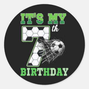 Kids 7 Year Old Birthday It's My 7th Birthday Socc Classic Round Sticker