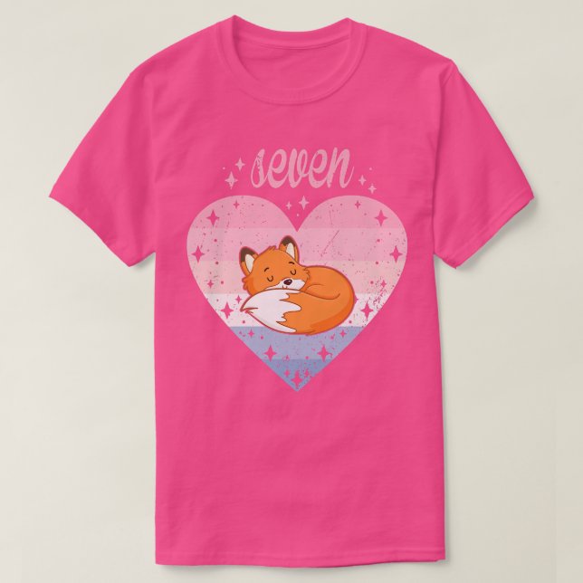 Kids 7 Year Old Cute Fo Birthday Girl 7th Bday Pre T-Shirt (Design Front)