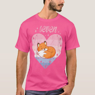 Kids 7 Year Old Cute Fox Birthday Girl 7th B-day T-Shirt