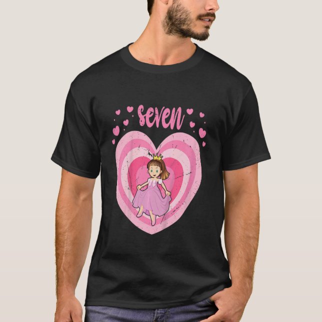 Kids 7 Year Old Cute Princess Birthday Girl 7th B  T-Shirt (Front)
