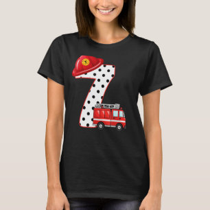 Kids 7 Year Old Firefighter Birthday Party Fire Tr T-Shirt