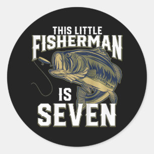 Kids 7 Year Old Fishing Birthday Party Fisherman 7 Classic Round Sticker