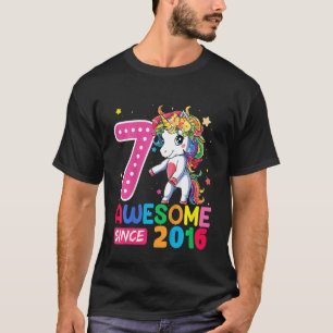 Kids 7 Year Old  Girls Teens Flossing Unicorn 7th  T-Shirt