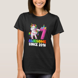Kids 7 Year Old Girls Teens Flossing Unicorn 7th T-Shirt