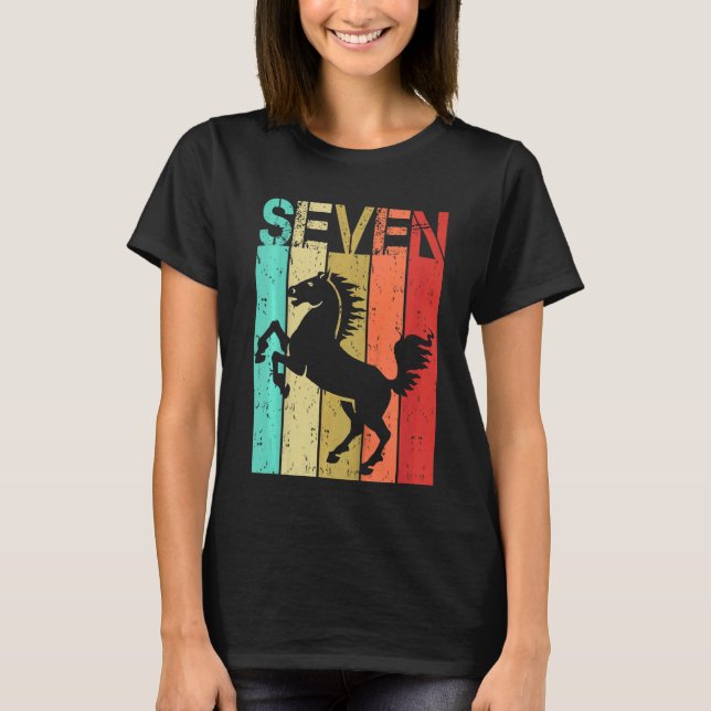 Kids 7 Year Old Horse Birthday Boy Girl 7th Birthd T-Shirt (Front)
