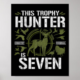Kids 7 Year Old Hunting Birthday Party Duck Deer H Poster