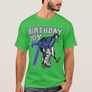Kids 7 Year Old Ice Hockey Goalie Themed Birthday T-Shirt