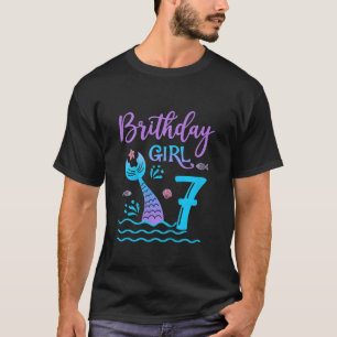 Kids 7 Year Old Mermaid tail 7th Birthday Girl Dau T-Shirt