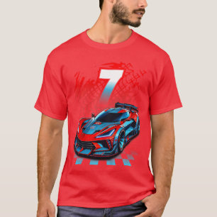 Kids 7 Year Old Race 7th Birthday Party Racing Rac T-Shirt