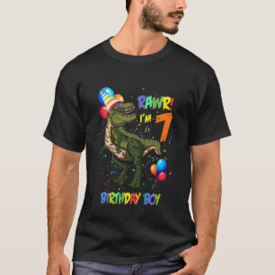 Kids 7 Year Old Rawr I'm 7th Birthday Boy Dinosau T-Shirt