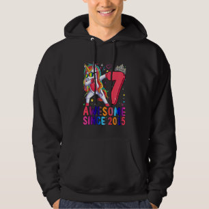 Kids 7 Year Old Unicorn Dabbing 7th Birthday Girl Hoodie