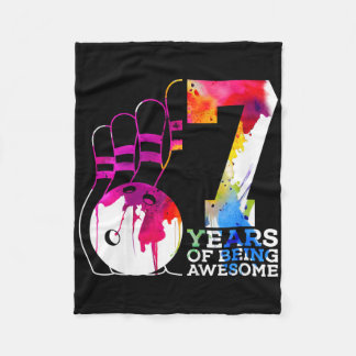 Kids 7 Years Of Being Awesome Bowling 7th Birthday Fleece Blanket