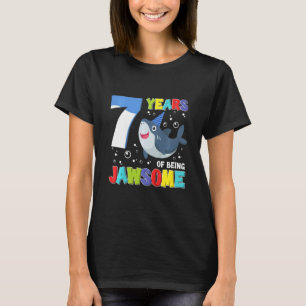 Kids 7 Years Of Being Jawsome Awesome Shark 7th Bi T-Shirt