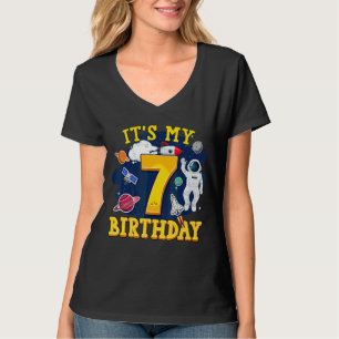 Kids 7 Years Old Astronaut Outer Space 7th Birthda T-Shirt