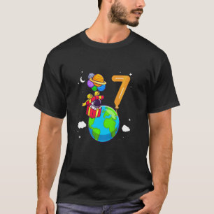 Kids 7 Years Old Birthday Little Astronaut 7th Bir T-Shirt