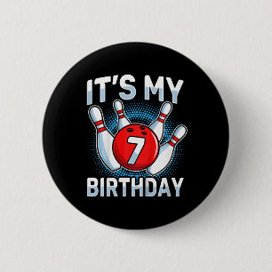 Kids 7 Years Old Bowling 7th Birthday Party Boys G 6 Cm Round Badge