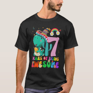 Kids 7 Years Old Boys Girls Cute Dinosaur 7th Bir T-Shirt