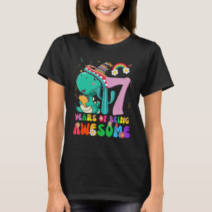 Kids 7 Years Old  Boys Girls Cute Dinosaur 7th Bir T-Shirt