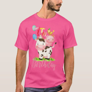 Kids 7 Years Old Girl Farm Animals Its My 7th Birt T-Shirt