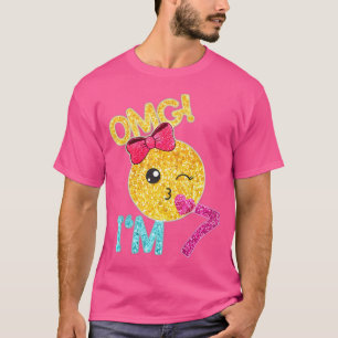 Kids 7 Years Old Girl Kiss Face Emoticon Shirt 7Th
