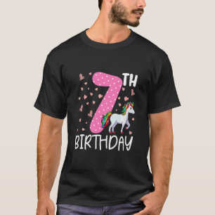 Kids 7 Years Old Girls Unicorn 7th Birthday T-Shirt